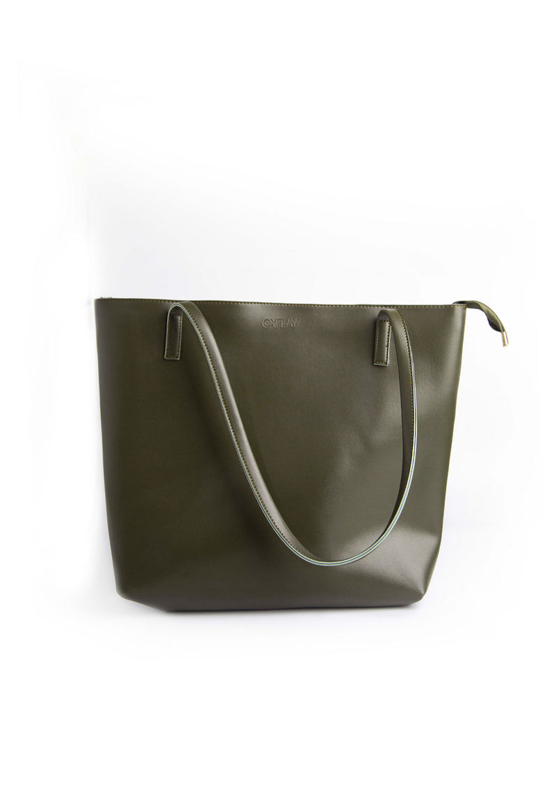 Olive Tote Bag (with zip)