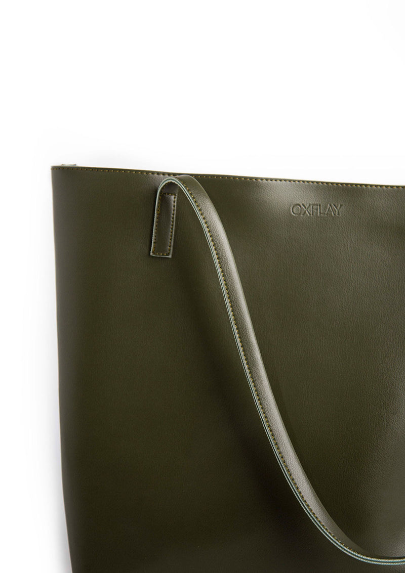 Olive Tote Bag (with zip)